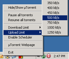 right click to adjust bandwidth settings