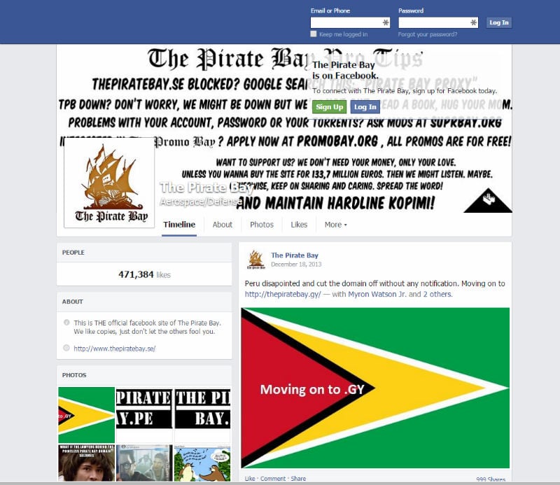 Facebook bloqueia links do The Pirate Bay – Tecnoblog