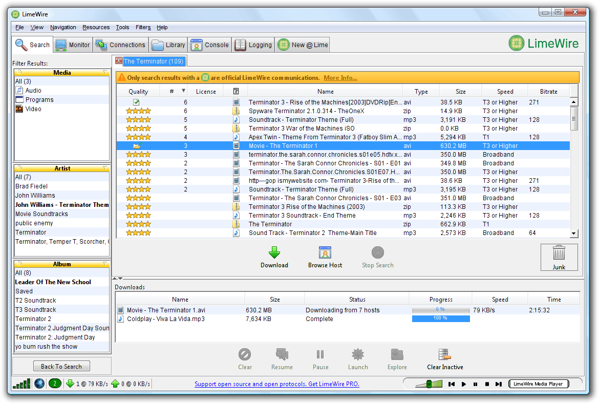 Interface Limewire