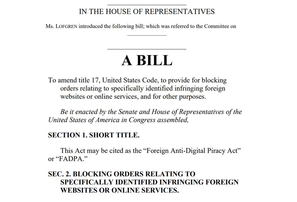 FADPA Foreign Anti-Digital Piracy Act