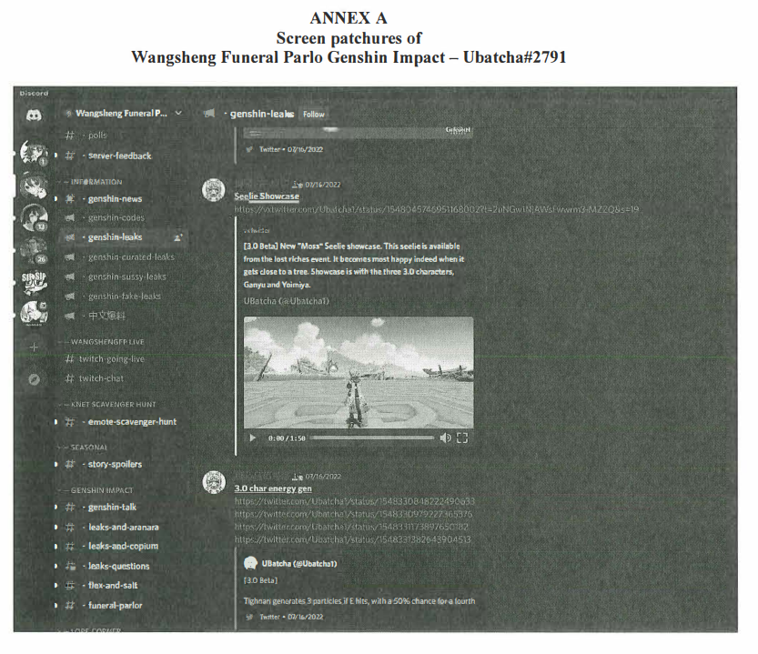 Genshin Impact takes legal action against Twitter leaks with subpoena