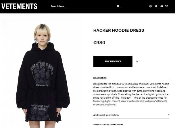 Replica Store Sells Cheap Knock Off of 890 Pirate Bay Hoodie