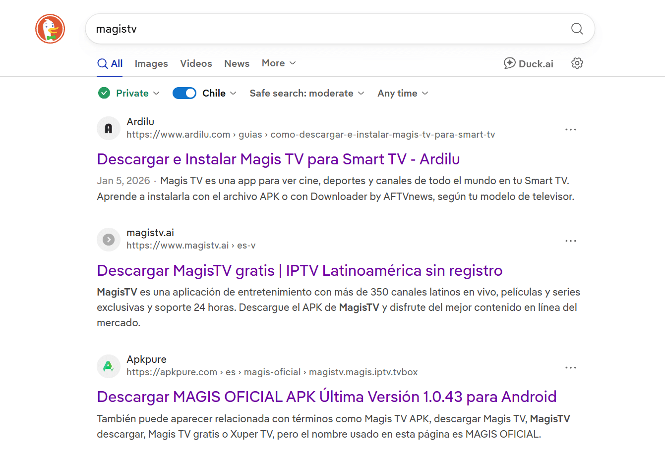 MagisTV search