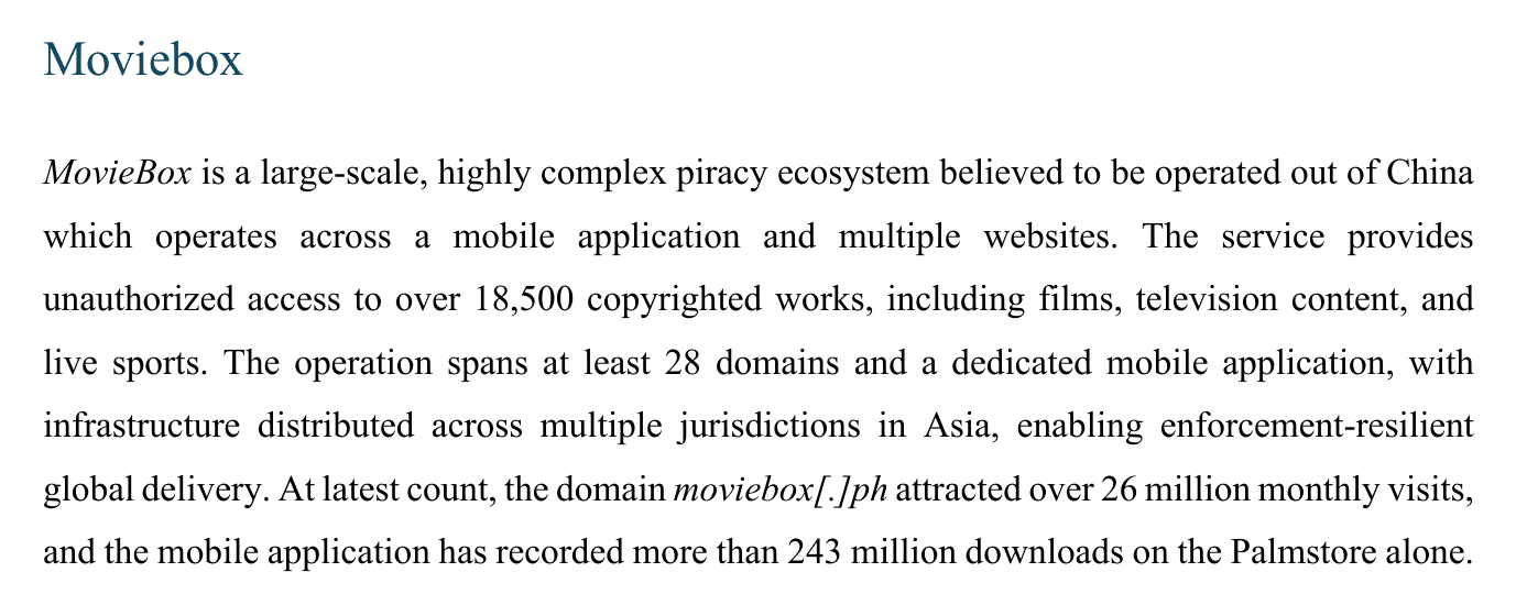 From the MPA's submission