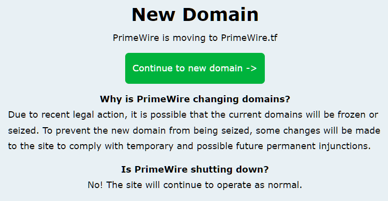 Primewire sites online