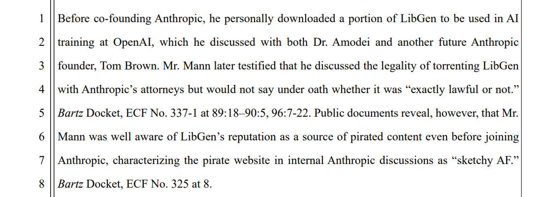 “A Cute Little LibGen Babysitter”: Music Publishers Sue Anthropic Founders Over Torrenting Spree