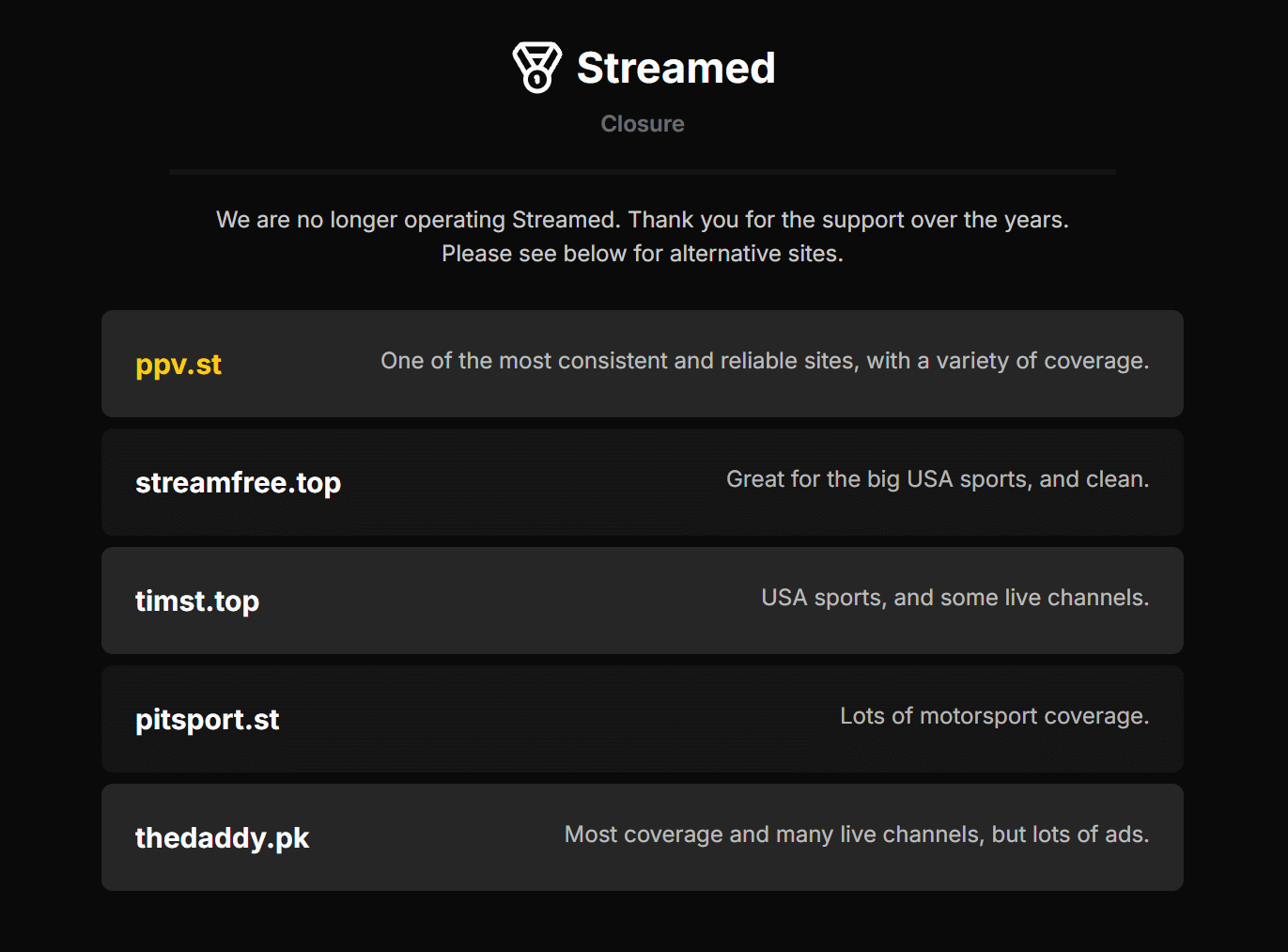 Streamed closure
