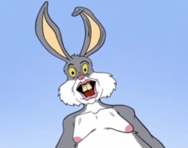 YouTube-Cartoon mit gruseligen Bugs Bunny Copyright von Warner Bros